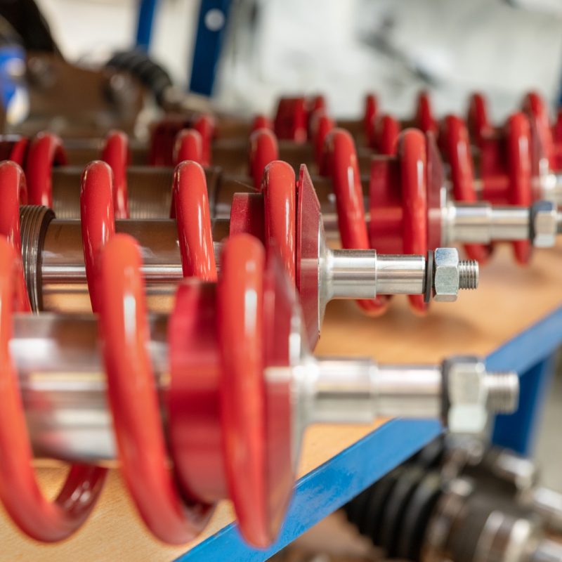 A row of shock absorbers for car